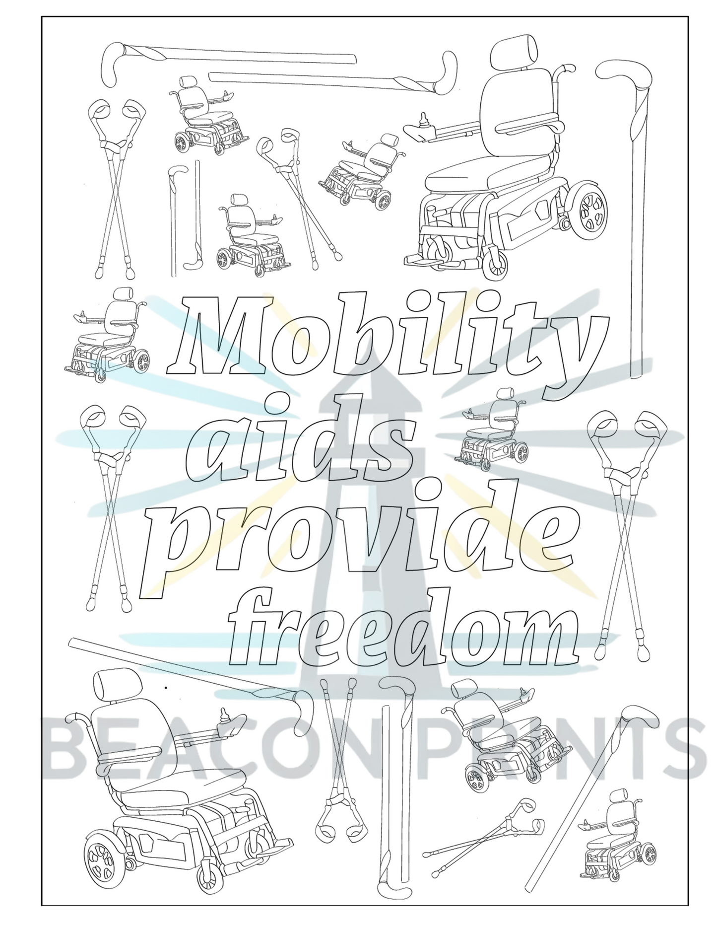 Mobility Aids Provide Freedom – Printable Disability Coloring Page